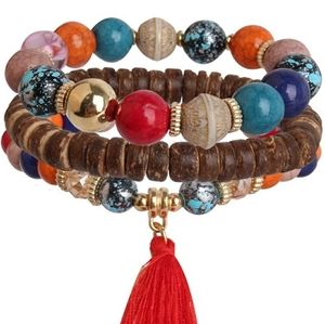 🔥2/$20🔥Bohemian Bracelet Multilayer Tassel + "Love You" Red Hair Clip